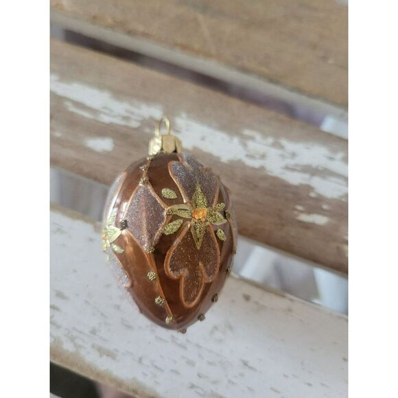 Gold bronze flour mini egg ornament Xmas tree - Picture 1 of 7